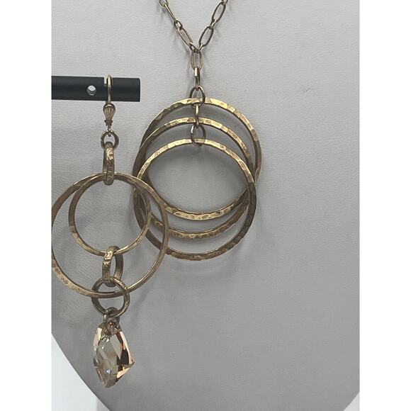 Catherine Popesco Gold Plated Light Amber Color Crystal Necklace Earring Set - Picture 12 of 13